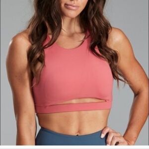 Cleo Harper Coral Pink Cutout Sports Bra Bralet Size Small